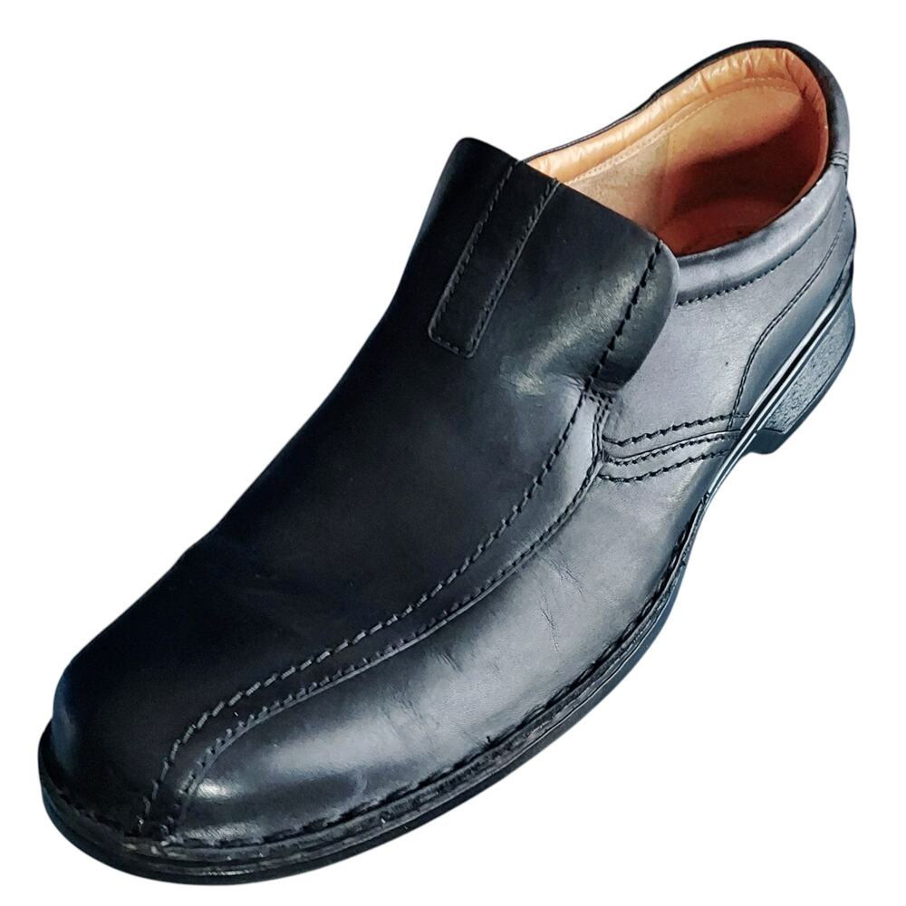 Clarks Collection Soft Cushion Ortholite Mens Black Leather Slip On Loafer Sz 15